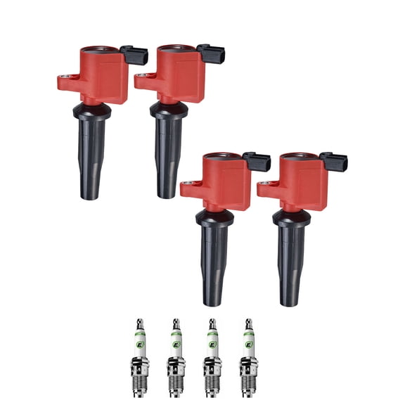 Set of 4 ISA Energy Ignition Coils and 4 Spark Plugs Compatible with 2012-2013 Ford Transit Connect XLT Premium Mini Passenger Van 4-Door 2.0L Replacement for FD505