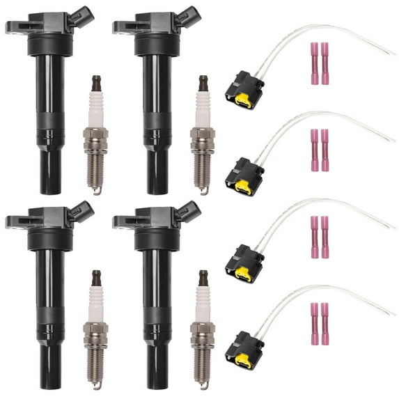 Set of 4 ISA Ignition Coil & 4 Iridium Spark Plug & 4 Ignition Coil Connector for 2011-2019 Hyundai Tucson Elantra Elantra Coupe 2012-2018 Kia Soul Forte l4 1.6L 1.8L 2.0L Replacement For UF651