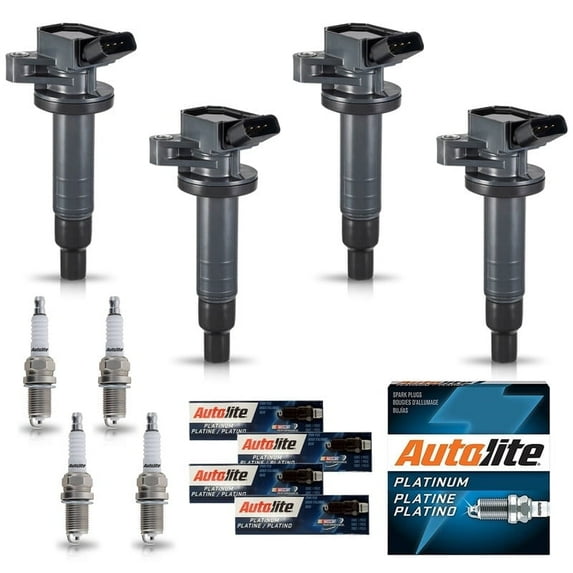 Set of 4 ISA Ignition Coils and 4 Autolite Platinum Spark Plugs For 1999-2008 Toyota Corolla Matrix Pontiac Vibe Chevrolet Prizm 1.8L Replacement for UF247