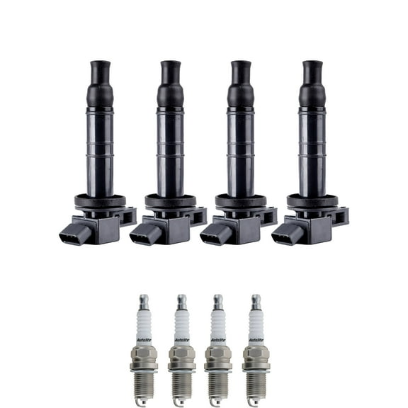 Set of 4 ISA Ignition Coils and 4 Autolite Spark Plugs Compatible with 2004-2006 Toyota Solara SLE Coupe 2-Door 2.4L 2362CC l4 GAS DOHC Naturally Aspirated Replacement for UF333