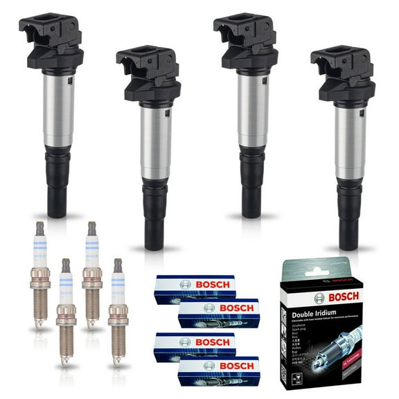 Set of 4 ISA Ignition Coils and 4 Bosch Spark Plugs Compatible with 2007-2010 Mini Cooper Countryman 1.6L I4 Replacement for UF598