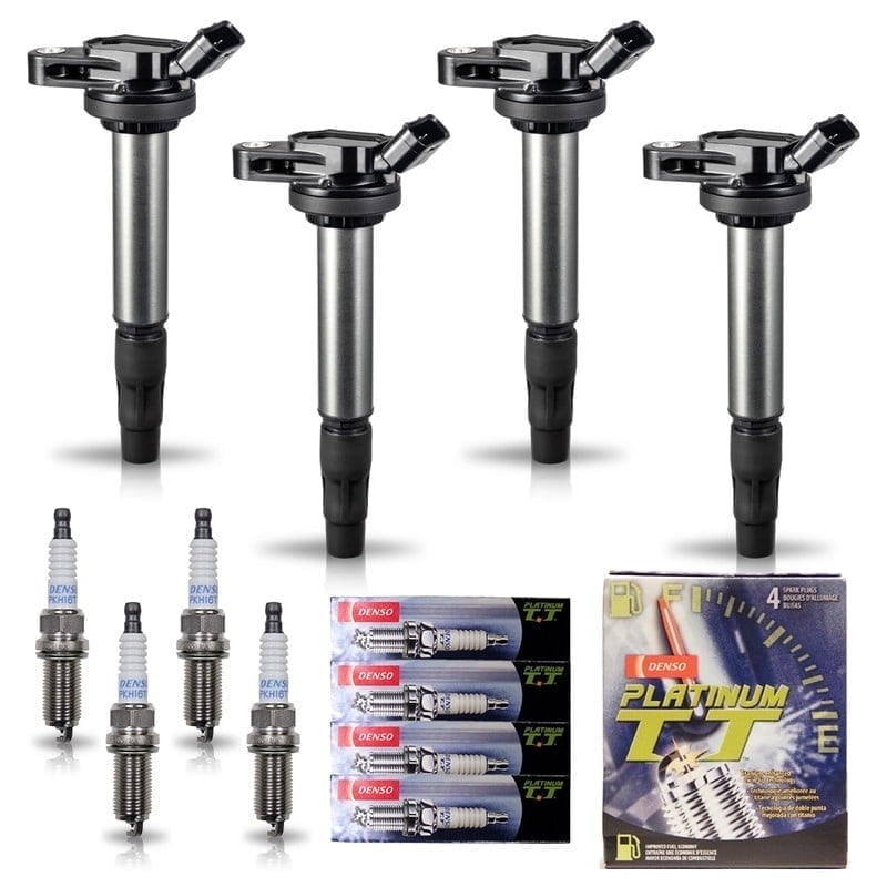 Set of 4 ISA Ignition Coils and 4 Denso Spark Plugs for 2011 Lexus CT200H 2009-2010 Pontiac Vibe 2008-2011 Scion XD 2009-2011 Toyota Corolla 2009-2014 Matrix 2010-2011 Prius Replacement for UF596