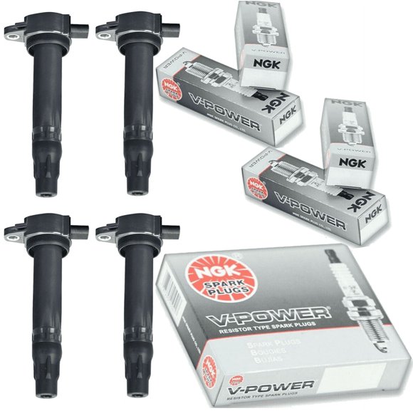 Set of 4 ISA Ignition Coils and 4 NGK Spark Plugs Compatible with 2007-2019 Dodge Journey Caliber Jeep Compass Patriot 2.4L 2360CC 144Cu. In. l4 GAS DOHC Replacement for UF557