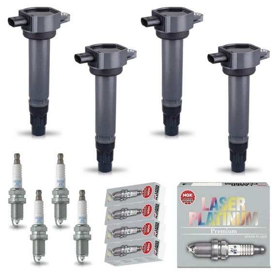 Set of 4 ISA Ignition Coils and 4 NGK Spark Plugs Compatible with 2009-2010 Dodge Caliber R/T Hatchback 4-Door 2.4L l4 Replacement for UF557