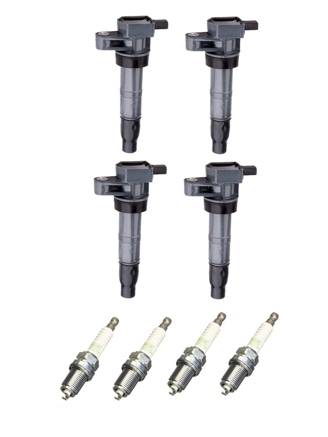 Set of 4 ISA Ignition Coils and 4 NGK Spark Plugs Compatible with 2010-2013 Hyundai Genesis Coupe 3.8 Track 3.8L V6 Naturally Aspirated Replacement for UF546