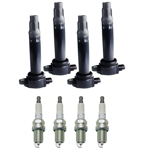 Set of 4 ISA Ignition Coils and 4 NGK Spark Plugs Compatible with 2010 Dodge Caliber Rush Hatchback 4-Door 2.4L 2360CC 144Cu. In. l4 Replacement for UF557