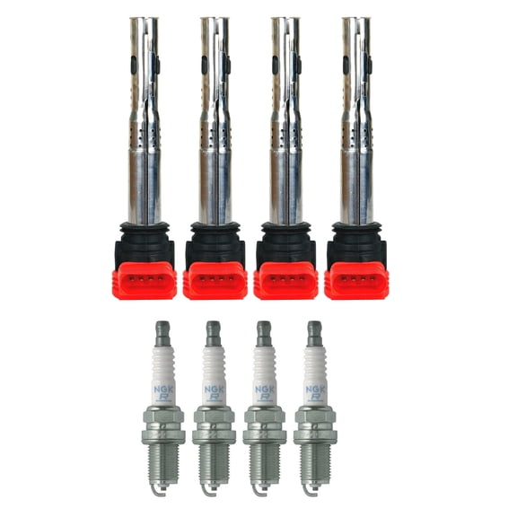 Set of 4 ISA Ignition Coils and 4 NGK Spark Plugs replace 2014-2015 Audi A5 Quattro S Line Hatchback 4-Door 3.0L 2995CC 183Cu. In. V6 GAS DOHC Supercharged Replacement for UF529
