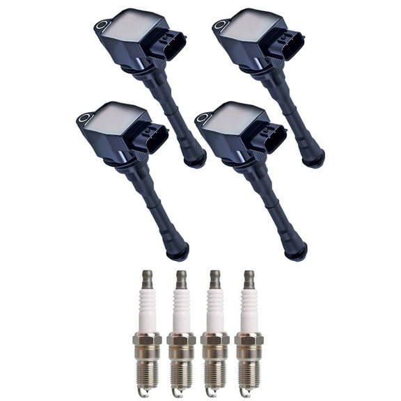 Set of 4 ISA Ignition Coils and 4 Spark Plugs Compatible with Nissan Sentra 2006 XE SE Edicion Especial Sedan 4-Door 1.8L 1769CC l4 Replacement for UF351