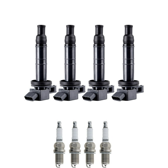 Set of 4 ISA Ignition Coils and 4 Autolite Spark Plugs Compatible with 2009-2010 Pontiac Vibe Base Wagon 4-Door 2.4L 2362CC l4 GAS DOHC Naturally Aspirated Replacement for UF333