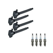 Set of 4 ISA Ignition Coils and Denso Platinum Spark Plugs Compatible with 2014-2019 Jeep Cherokee 2.4L L4 2016-2017 Fiat 500X 2.4L L4 2015-2017 Chrysler 200 2.4L L4 Replacement for UF751