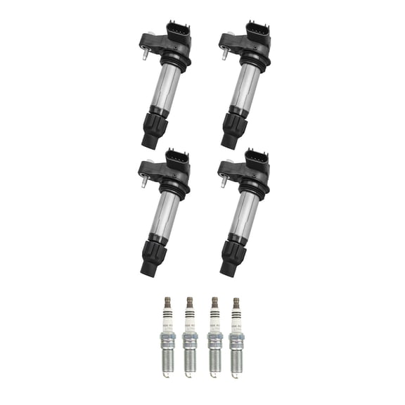 Set of 4 ISA Ignition Coils and 4 NGK Ruthenium Spark Plugs Compatible with 2018 Buick Enclave & 2018 Cadillac XTS & 2018 Chevrolet Impala, Traverse Replacement for UF569