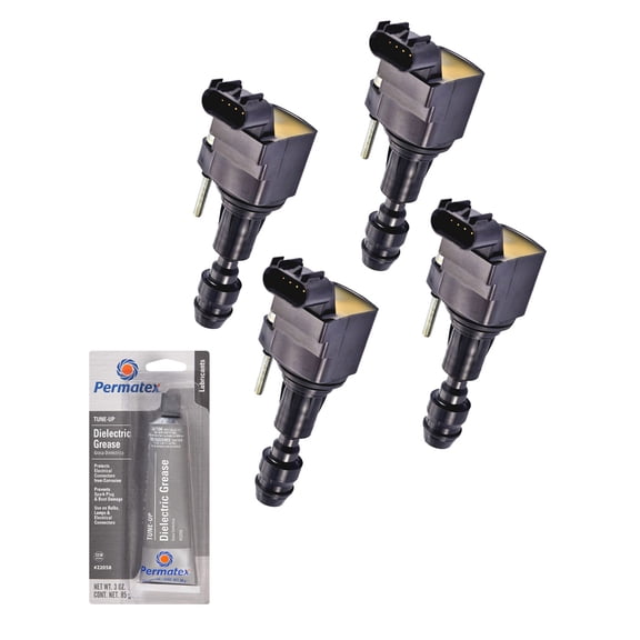 Set of 4 ISA Ignition Coils + Tune Up Grease Compatible with 2006-2017 Chevy Malibu HHR Cobalt Equinox GMC Terrain Pontiac G6 Saturn 2.4L 2.2L 2.0L Turbo Replacement for UF491