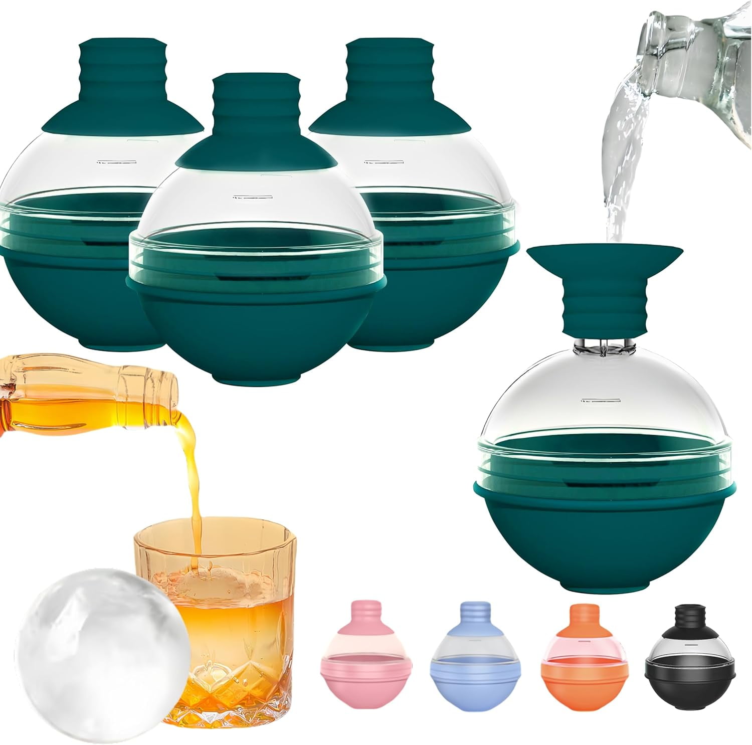 【Set of 4】 Ice Ball molds for cocktails, Bourbon, Whiskey Round ...