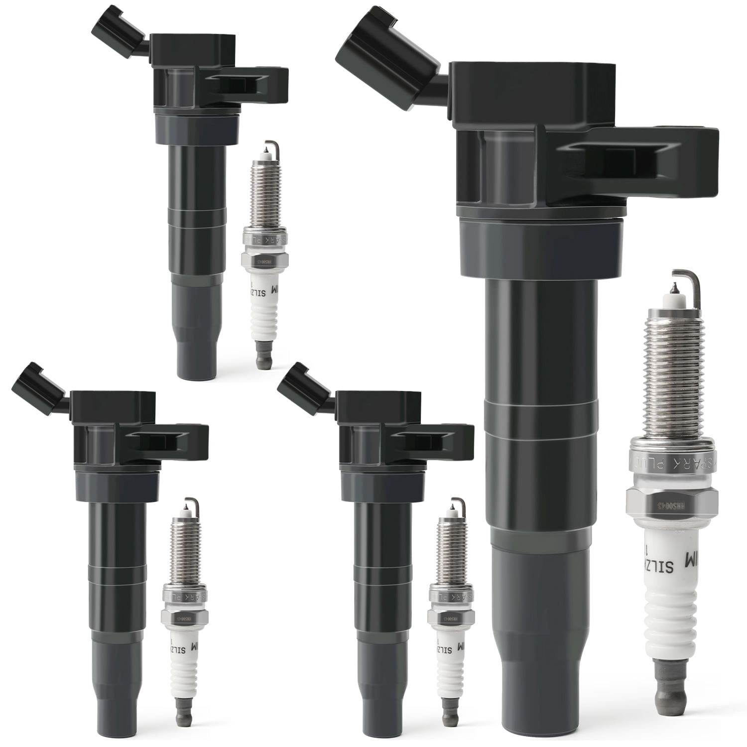 Set of 4 Ignition Coil Pack & Iridium Spark Plugs Compatible with 2.0L 2.4L 2008-2014 Hyundai Sonata Santa Tucson Genesis Coupe, 2008-2015 Kia Optima Forte Sorento Replace UF611 & XP6203