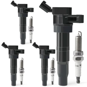 Set of 4 Ignition Coil Pack & Iridium Spark Plugs Compatible with 2.0L 2.4L 2008-2014 Hyundai Sonata Santa Tucson Genesis Coupe, 2008-2015 Kia Optima Forte Sorento Replace UF611 & XP6203