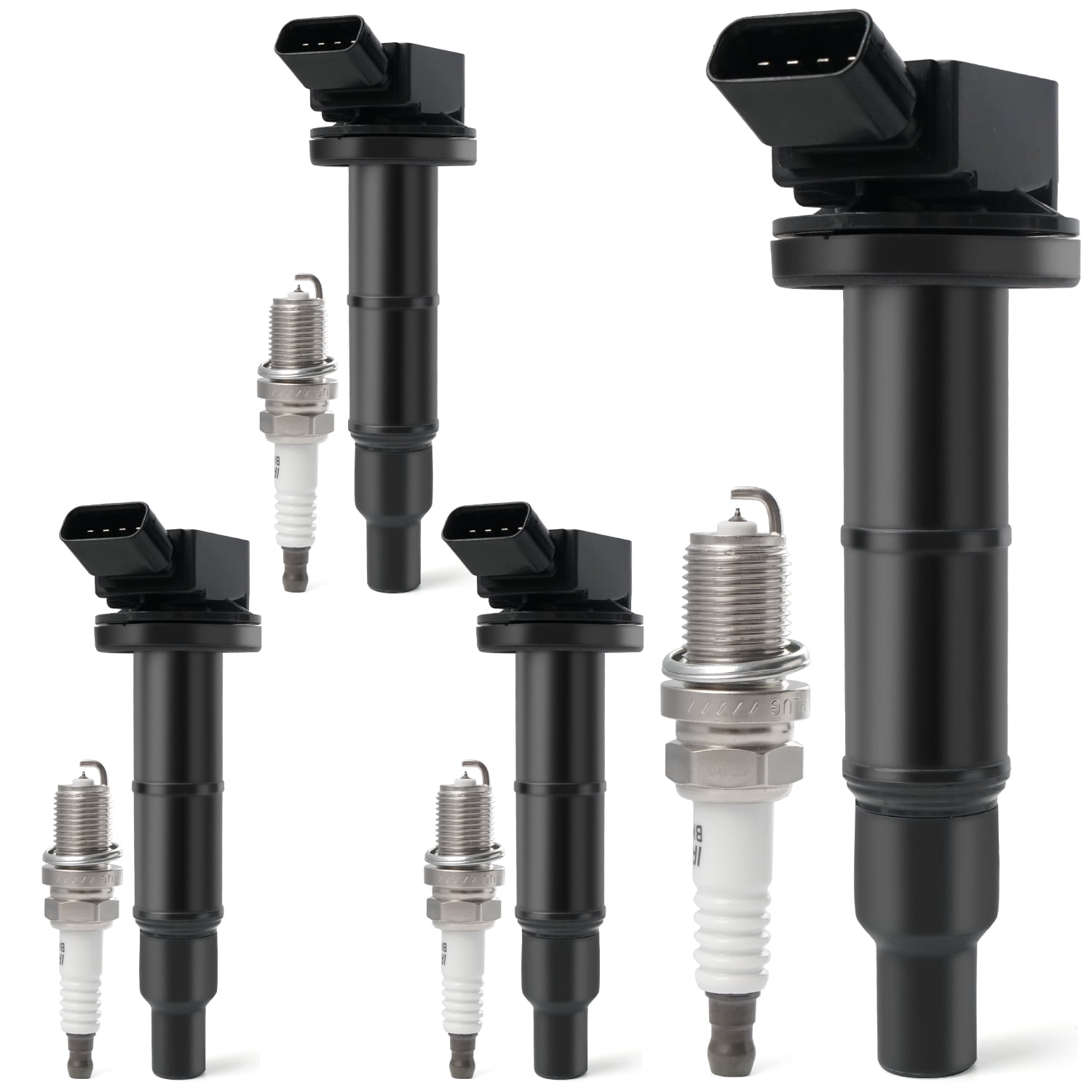 Set of 4 Ignition Coil Packs & Iridium Spark Plugs Compatible with 2.0L 2.4L 2001-2012 Toyota Camry Corolla Rav4 Highlander Solara Matrix, Lexus HS250h, Scion tC xB, Pontiac Vibe Replace UF333 & 7092