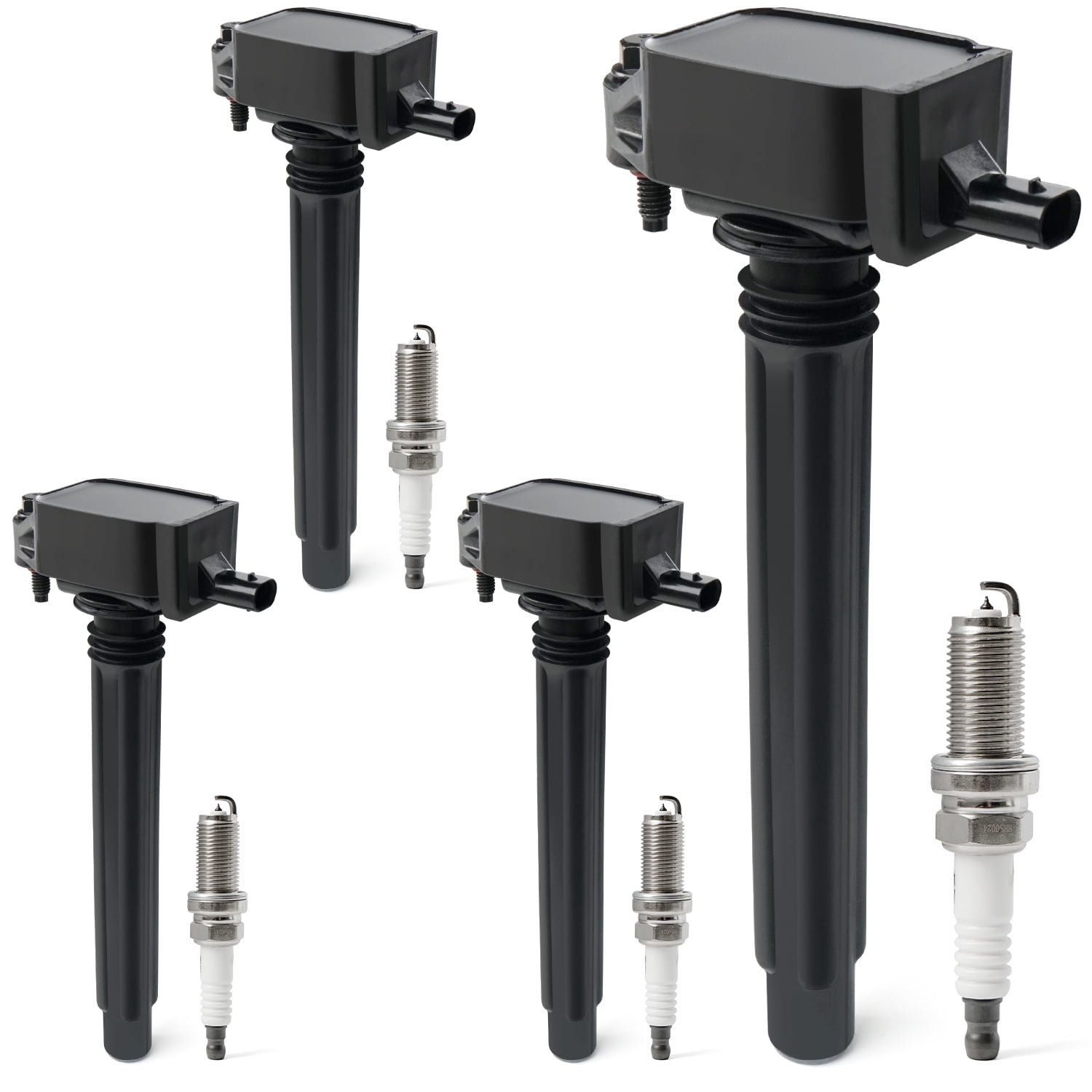 Set of 4 Ignition Coil Packs & Iridium Spark Plugs Compatible with 2.4L 2014-2020 Jeep Cherokee Compass Renegade, Ram ProMaster City, 15-17 Chrysler 200 13-16 Dodge Dart 16-18 Fiat 500X Replace UF751