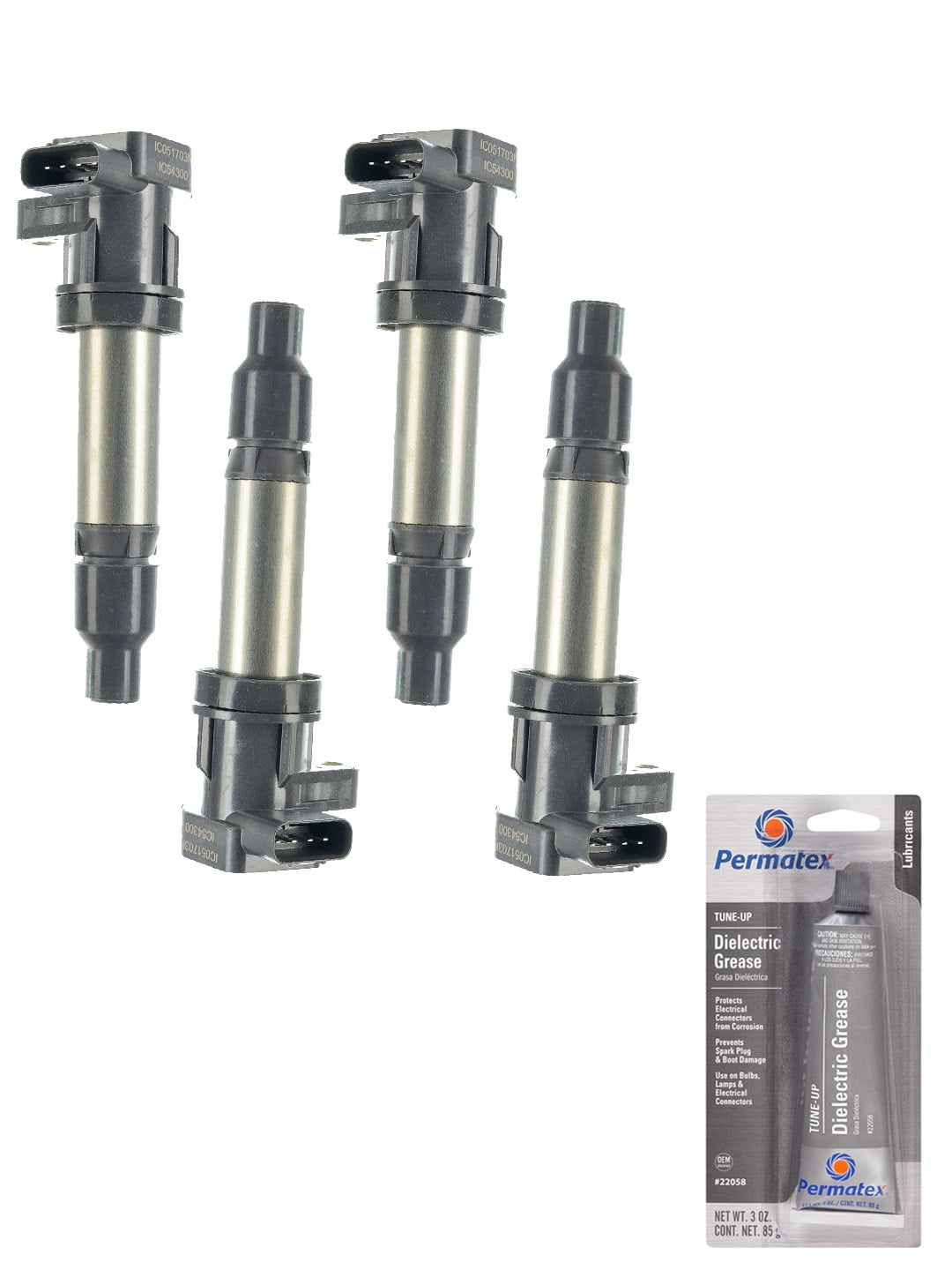 Set of 4 Ignition Coils and Permatex 22058 Dielectric TuneUp Grease