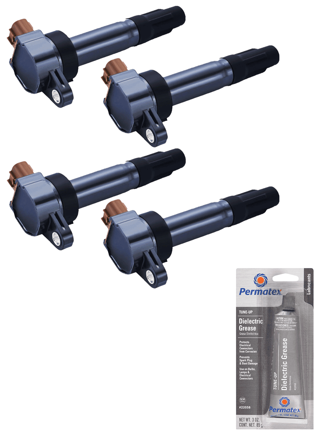 Set of 4 Ignition Coils and Permatex 22058 Dielectric TuneUp Grease
