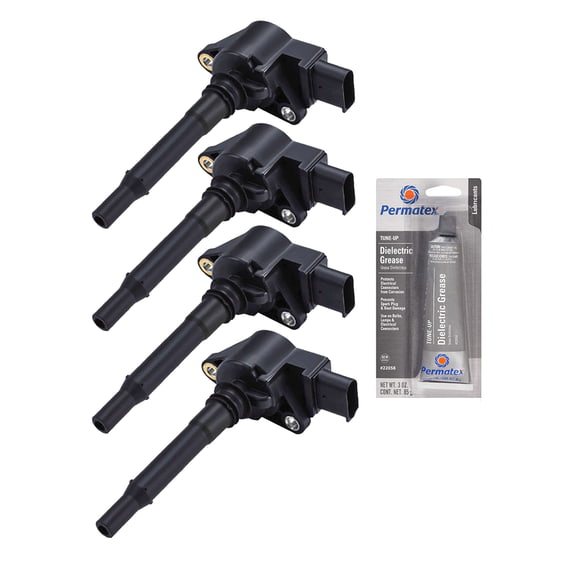Set of 4 Ignition Coils and Permatex 22058 Dielectric Tune-Up Grease Compatible with 2012-2013 Mercedes-Benz ML63 AMG 5.5L V8 5461cc 333ci Replacement for UF609