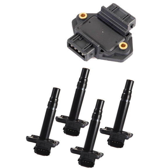 Set of 4 Ignition Coils and 1 Ignition Spark Control Module Compatible with 2000 Volkswagen Passat 1.8L 1781CC l4 Replacement for LX920 4D0905351 UF274 C1318