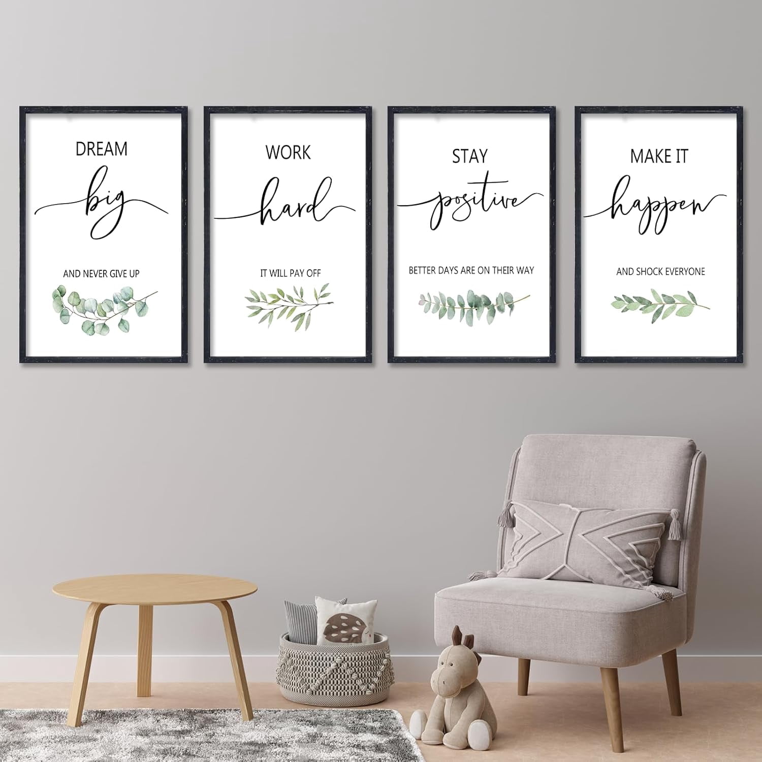 Set of 4 Inspirational Quotes Wall Art 16x11 Inch Encouraging Office ...