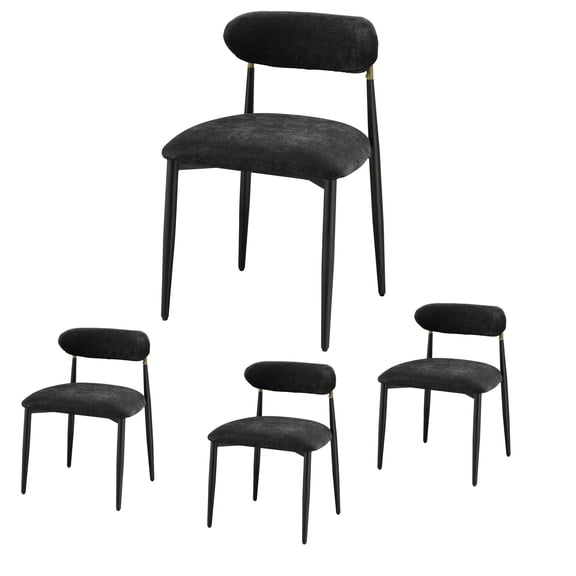 Set of 4 Jaramillo Fabric Side Chair, Modern Dining Chairs, Fabric Upholstered Dining Room Chairs Dinner Chair Stylish Kitchen Chairs with Back and Metal Legs (Black)