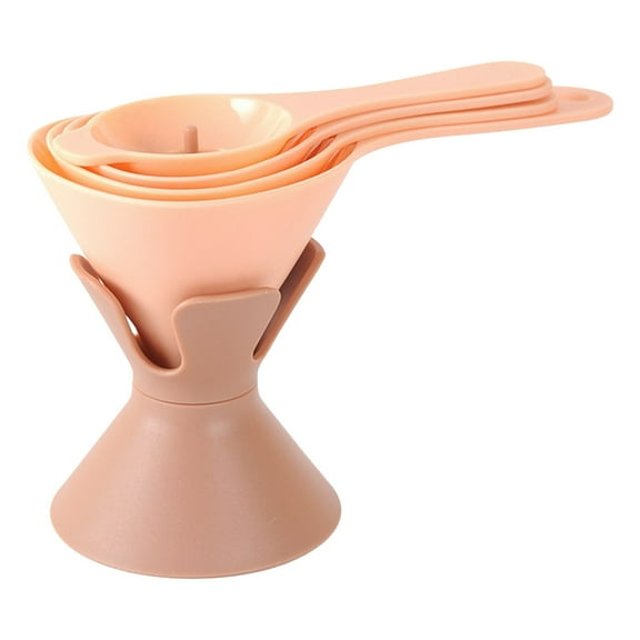 Set of 4 Kitchen Funnels with White Separator and Stand, Multi-Use for Liquid, Powder, and Oil Transferring, Multi-Functional Funnel Set with Storage Holder, Food-Grade & Durable(Pink,7.5x3.9x4.5")