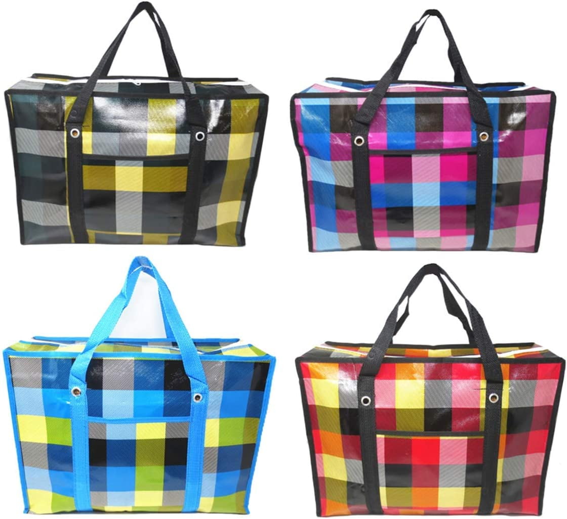 Set of 4 Large Reusable Unbreakable Hard Plastic Fabric Checkered ...
