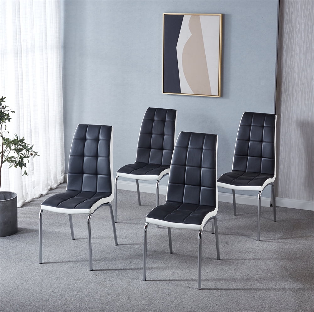 Set of 4 Leather Dining Chairs, Modern Dining Chairs with Upholstered