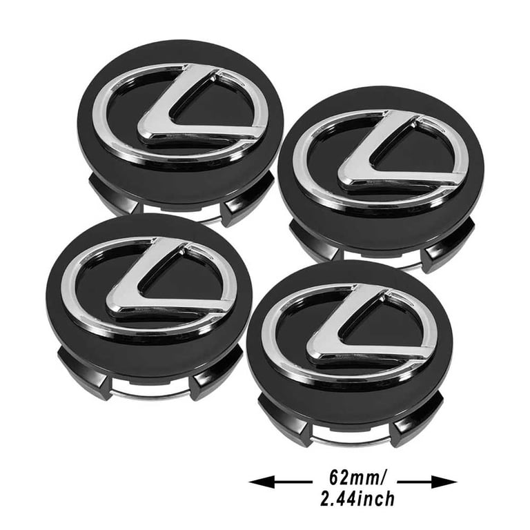 Set of 4 for Lexus Wheel Center Caps, 62mm(2.44inch) Black Center