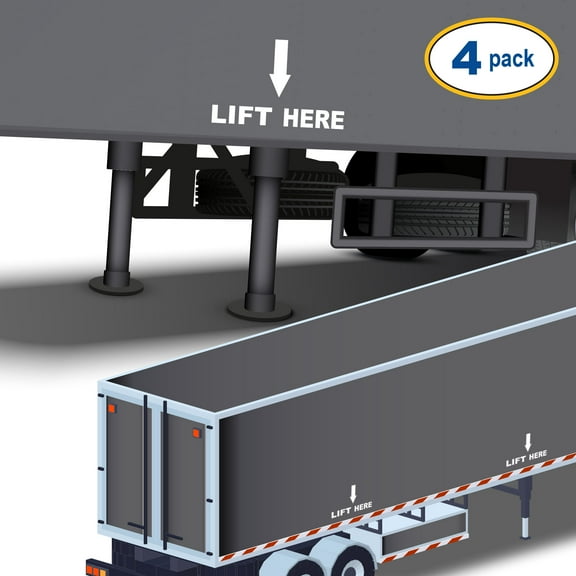 Set of 4 - Lift Here Vinyl Decal Sticker - Many Colors & Sizes - Lift Point Sign Truck Safety Markings for Dry Van and Reefer Trailers - Truck Decals & Markings (Style #1) (11" x 7", White)