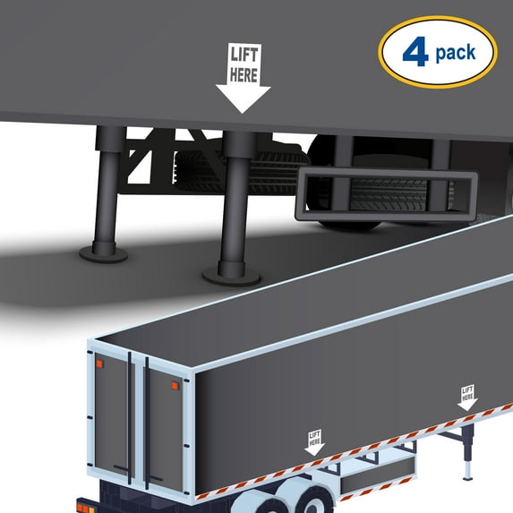 Set of 4 - Lift Here Vinyl Decal Sticker - Many Sizes & Colors - Lift Point Sign Truck Safety Markings for Dry Van and Reefer Trailers - Truck Decals & Markings (Style #5) (11" x 12", White)