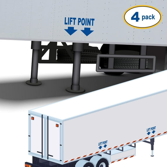Set of 4 - Lift Point Vinyl Decal Sticker - Many Colors & Sizes - Lift Here Sign Truck Safety Markings for Dry Van and Reefer Trailers - Truck Decals & Markings (Style #2) (17" x 11", Blue)