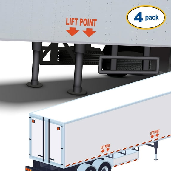 Set of 4 - Lift Point Vinyl Decal Sticker - Many Colors & Sizes - Lift Here Sign Truck Safety Markings for Dry Van and Reefer Trailers - Truck Decals & Markings (Style #2) (8" x 5", Orange)