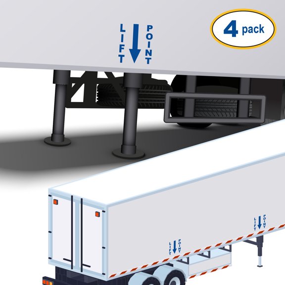 Set of 4 - Lift Point Vinyl Decal Sticker - Many Sizes & Colors - Lift Here Sign Truck Safety Markings for Dry Van and Reefer Trailers - Truck Decals & Markings (Style #3) (5" x 6", Blue)