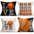 thumbnail image 1 of Set of 4 Love Basketball Pillow Cases Cotton Linen Popular Sports Pillow Covers Cushion Case for Home Sofa Decor Pillowcase 18x18 Inch Gifts for Basketball Fans (Love Basketball), 1 of 6