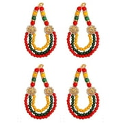 Set of 4 Mala for Laddu Gopal/Devi Maa/Radha Krishna/Indian Traditional Festival Diwali Decorations God Goddess Set Deepawali Decor Deities jewellary All God Idol Statue (Size:- 3")(Green,Red,Yellow)