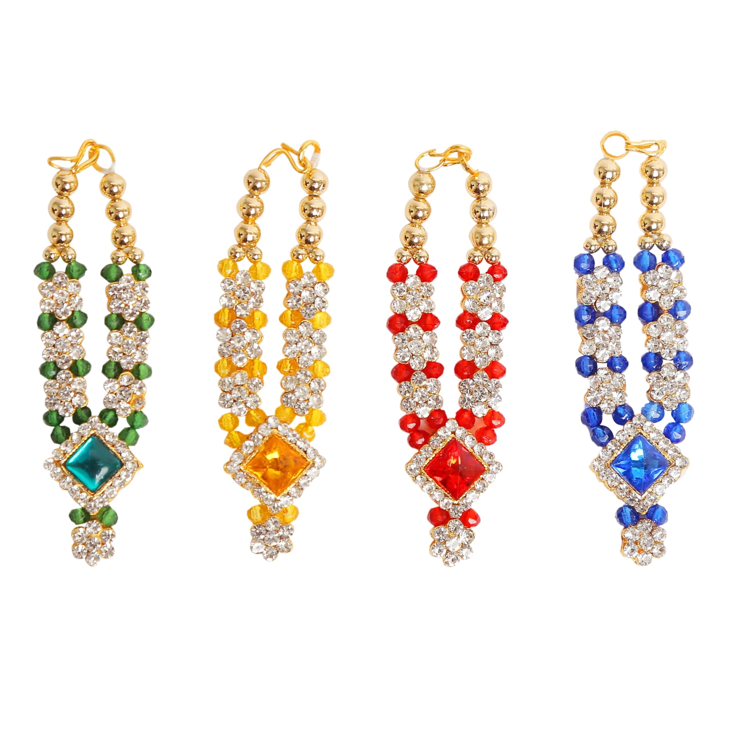 Set of 4 Mala for Laddu Gopal/Devi Maa/Radha Krishna/Indian Traditional Festival Diwali Decorations God Goddess Set Deepawali Decor Deities jewellary All God Idol Statue Home Office (Size:- 3")