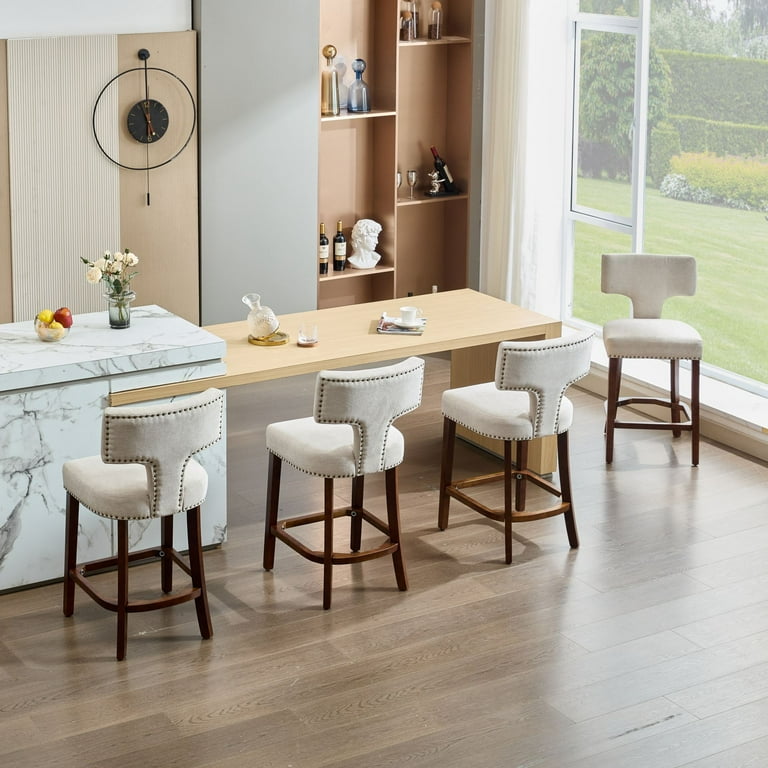 Set of Mid Century Modern Counter Height Bar Stools, Farmhouse