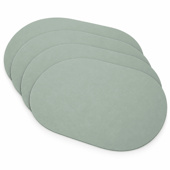Set of 4 Mint Green Oval Silicone Placemats,18.1 x 12.2 Inch Heat ...