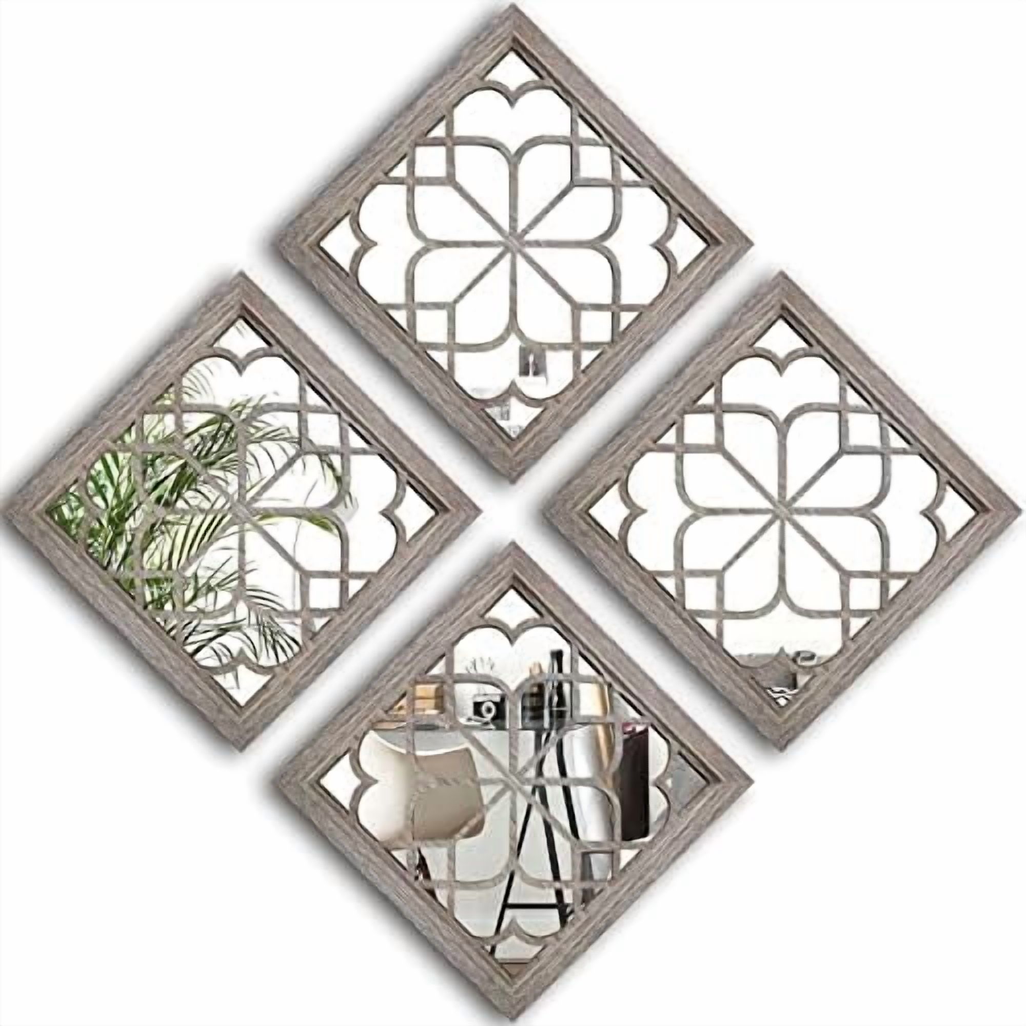 Set of 4 Mirrors Square Wall Mirror,Gorgeous Rustic Farmhouse Accent ...