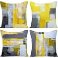 thumbnail image 1 of Set of 4 Modern Abstract Art Painting Yellow Gray 20x20 inch Throw Pillow Covers Outdoor Square Decorative Linen Cushion Pillows Case Hidden Zipper for Patio Playroom Couch Bed Living Room Décor, 1 of 6