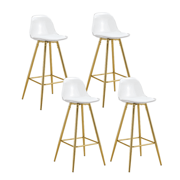 Set of 4 Modern and Comfortable Upholstered Bar Chairs, Metal Legs, Suitable for Part of The Crowd, Stylish Design for Dining Room, Kitchen, Terrace and Living Room Chairs (Gold)