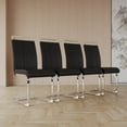 thumbnail image 1 of Set of 4 Modern Dining Chairs, PU Faux Leather High Back Upholstered Side Chair with C-shaped Tube plating Metal Legs for Dining Room Kitchen Vanity Patio Club Guest Office Chair (Black), 1 of 12