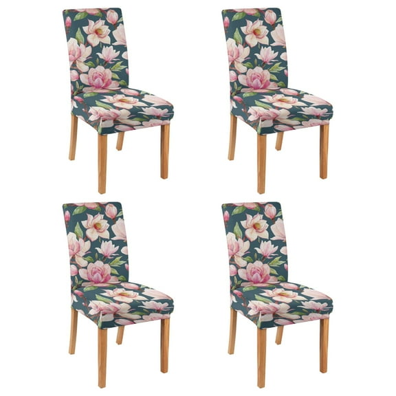 Set of 4 Modern Floral Dining Chair Covers Bright Wildflower and Butterfly Pattern Washable Polyester Stretch Slipcovers Removable Seat Protector for Artistic Home