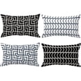 thumbnail image 1 of Set of 4 Modern Geometry Decorative Lumbar Pillow Case Black White Super Soft Rectangular Throw Pillow Cover 12x20 Inches Home Bedroom Decor Pillowcases Cushion Cover, 1 of 6