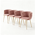 thumbnail image 1 of Set of 4 Modern Velvet Dining Chairs, Upholstered Woven Dining Chair with Golden Metal Legs, Upholstered Dining Chairs for Dining Room, Kitchen, Vanity, Living Room(Pink), 1 of 9