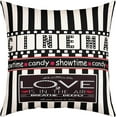 thumbnail image 1 of Set of 4 Movie Theater Throw Pillow Covers, Cinema Poster Design Cushion Case for Home Living Room Decor, Reversible Popcorn Vintage Old Fashion Decorative Throw Cushion Case, 16x16 Inches, 1 of 1
