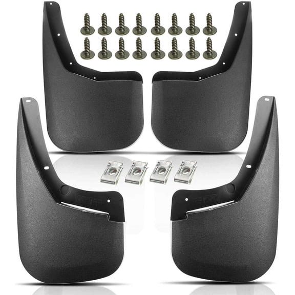 Set of 4 Mud Flaps Splash Guards Accessories Replacement for Chevrolet Silverado 1500 2500 3500 HD 2007-2014, Single Rear Wheels(SRW), Front and Rear LH RH, Black